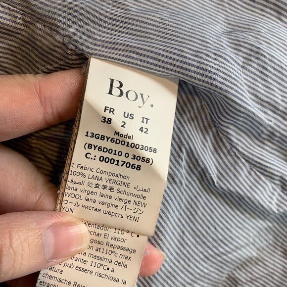 Boy. by Band of Outsiders Blazer Womens 2 Black Wool Padded Shoulder One Button - Picture 9 of 14